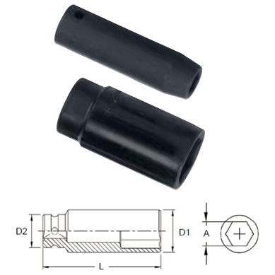 Genius Tools 417814 1/2"-os 6 lapú gépi dugókulcs fej, hosszított kivitel, 14 mm termék fő termékképe