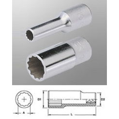 Genius Tools 437815 1/2"-os 12 lapú dugókulcs fej, hosszított kivitel, 15 mm termék fő termékképe