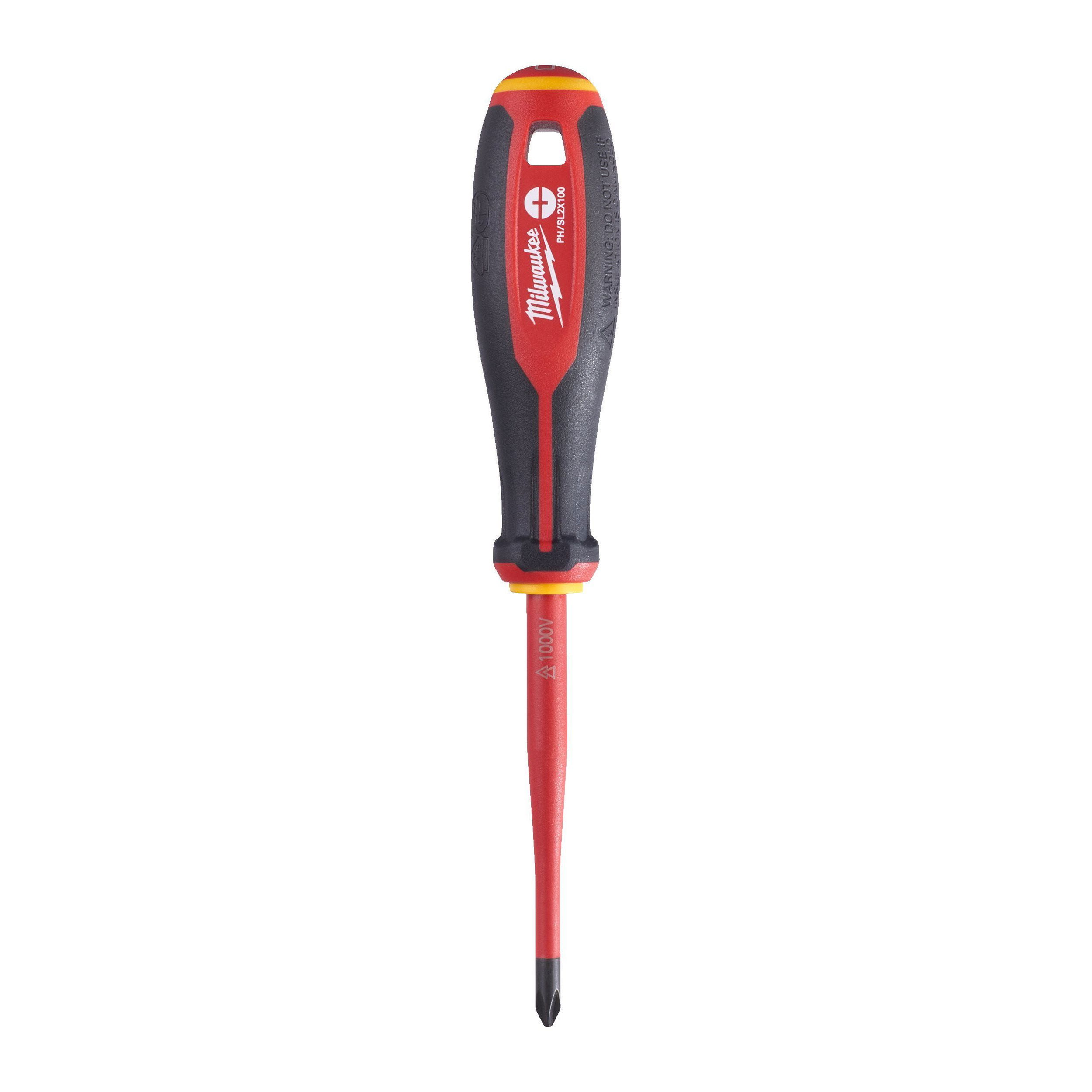 Milwaukee Tri-Lobe VDE szigetelt Phillips csavarhúzó 3-oldalú markolattal, PH/ SL2 x 100 mm termék fő termékképe