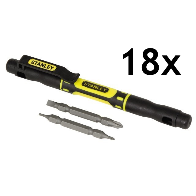 Stanley 66-344M cserélhető fejű csavarhúzó 4IN1 + 2 db kettős bit, 18 db/csomag termék fő termékképe